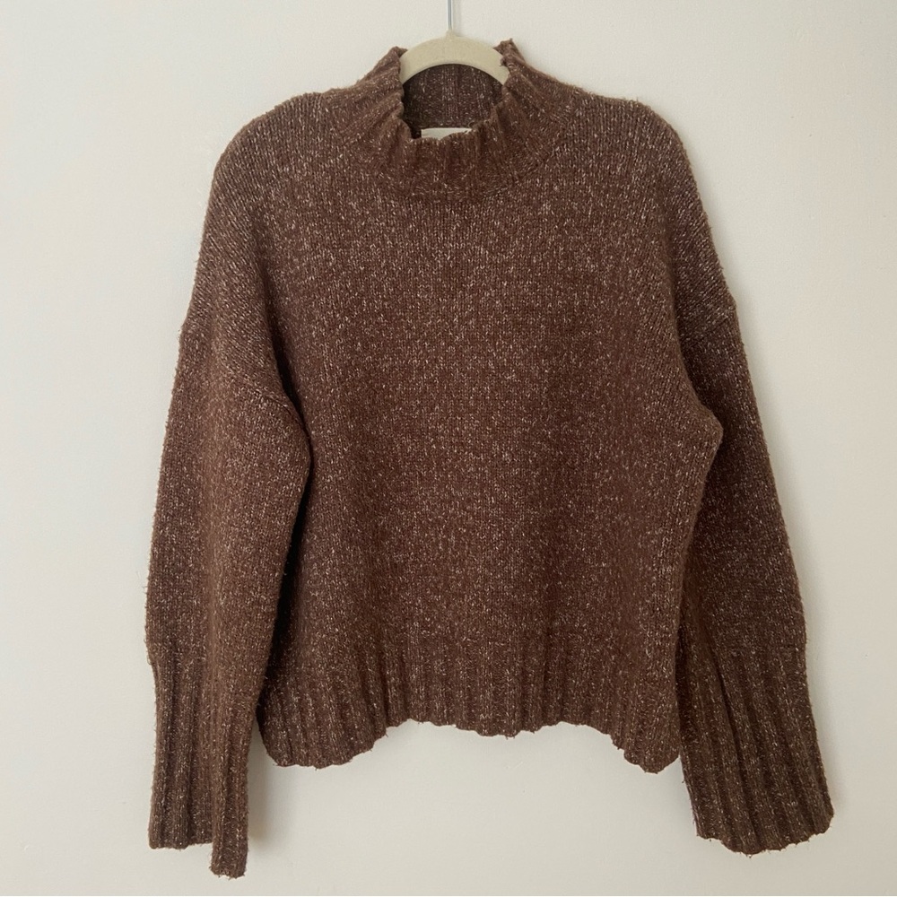 Marled Brown Sweater Mock Neck size Large